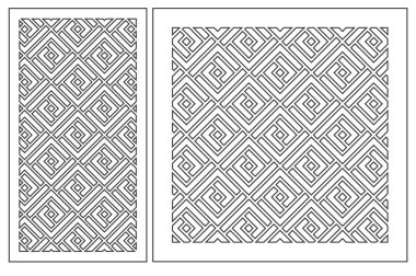 Desen geometrik süsleme ayarlayın. Lazer kesim için kartı. Öğe dekoratif tasarım. Geometrik desen. Vektör çizim.