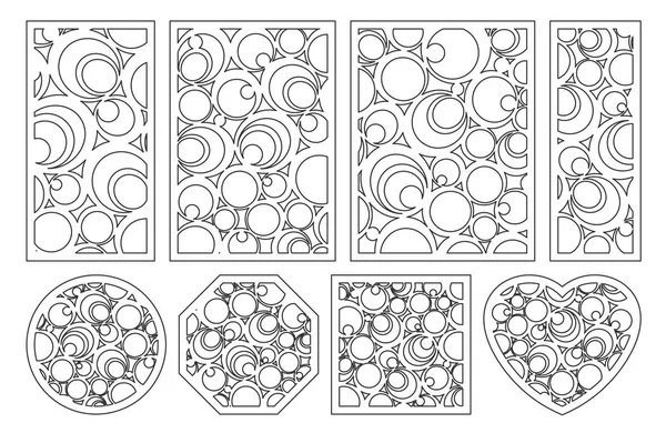 Desen geometrik süsleme ayarlayın. Lazer kesim için kartı. Öğe dekoratif tasarım. Geometrik desen. Vektör çizim.
