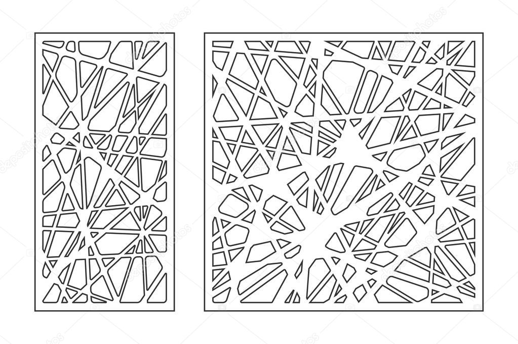 Set pattern geometric ornament. Card for laser cutting. Element decorative design. Geometric pattern. Vector illustration.