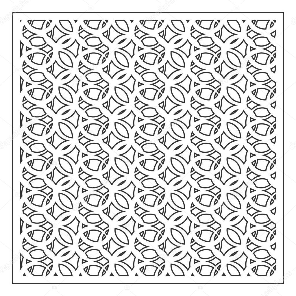 Cards to cut. Vector panels for laser cutting. The ratio 1:1. Cut silhouette with geometric patterns. Used for openwork partitions, panels, printing, laser cutting, stencil.