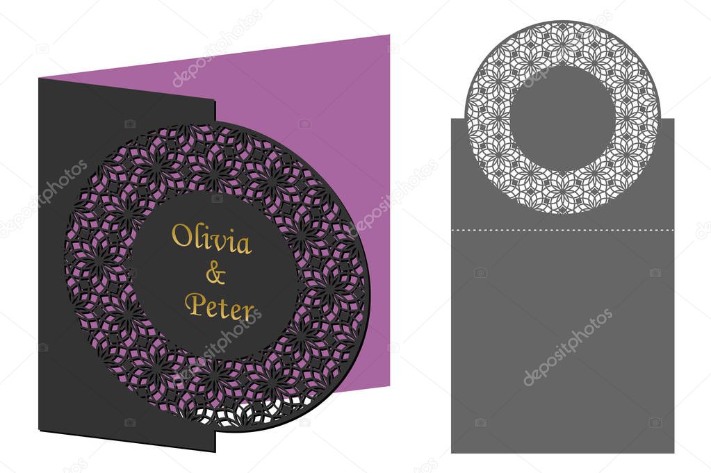 Template cards to cut. Topper. Use for congratulations, invitations, presentations, weddings. Vector illustration.