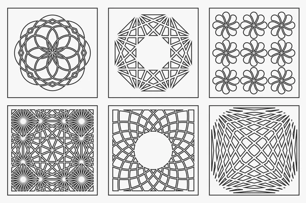Установить шаблон геометрического орнамента. Карта для лазерной резки. Элемент декоративного дизайна. Геометрический узор. Векторная иллюстрация . — стоковый вектор