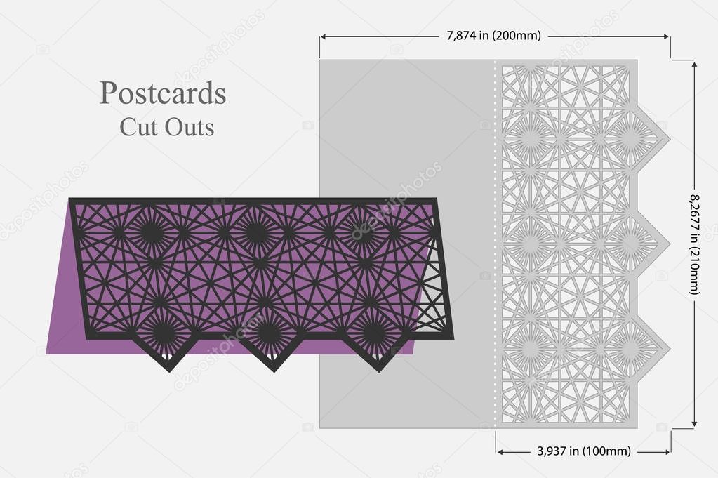 Template cards to cut. Topper. Use for congratulations, invitations, presentations, weddings. Vector illustration.