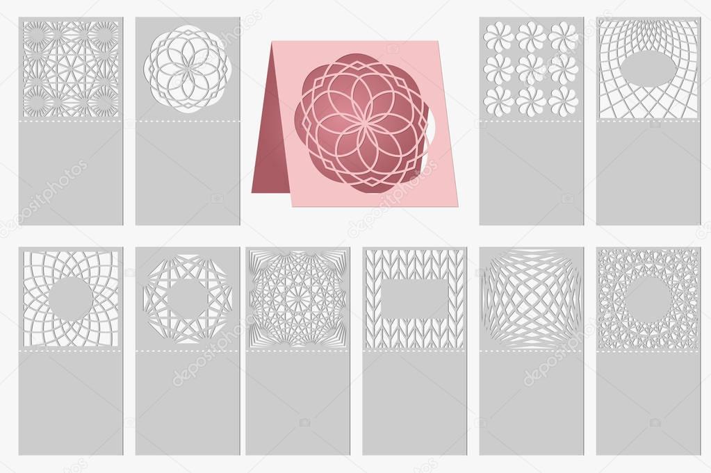 Set template cards to cut. Topper. Use for congratulations, invitations, presentations, weddings. Vector illustration.
