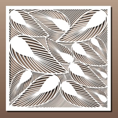 Lazer kesim için dekoratif panel. Sanat siluet tasarlamak. Oranı 1:1. Vektör çizim.