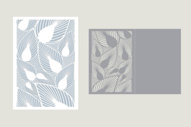 Yinelenen bir geometrik desen ile lazer kesim kartı. Siluet tasarım. doğum günü davetiyeleri, sunumlar, selamlar, özel günler, kutlamalar, için kullanmak mümkün Tarih kaydetmek, düğün. Vektör.