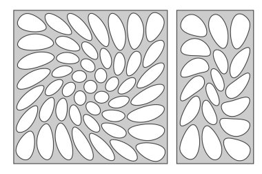 Kesme ayarlama şablonu. Davet desen. Lazer kesim. Oranı 1:1, 1:2. Vektör çizim.