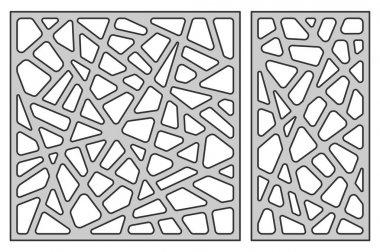 Kesme ayarlama şablonu. Soyut çizgi deseni. Lazer kesim. Oranı 1:1, 1:2. Vektör çizim.