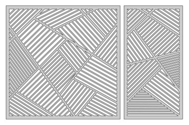 Kesme ayarlama şablonu. Soyut doğrusal model. Lazer kesim. Oranı 1:1, 1:2. Vektör çizim.