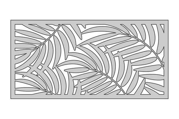 Sjabloon voor snijden. Palm bladeren patroon. Laser gesneden. Verhouding 1:2. Vectorillustratie. — Stockvector