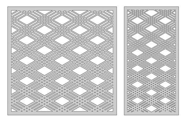 Kesme ayarlama şablonu. Kare satır köşegen desen. Lazer kesim. Oranı 1:1, 1:2. Vektör çizim.