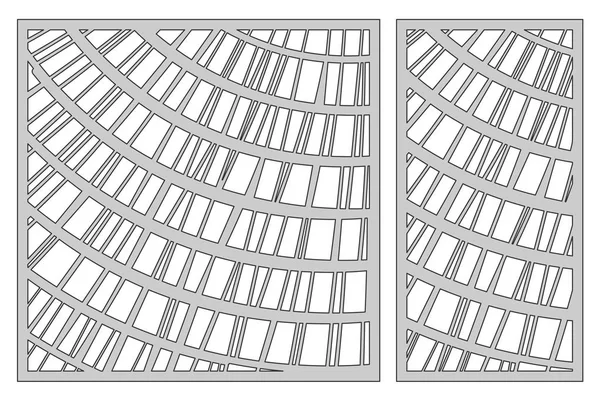 Kesme ayarlama şablonu. Soyut dalgalı çizgi deseni. Lazer kesim. Oranı 1:1, 1:2. Vektör çizim.