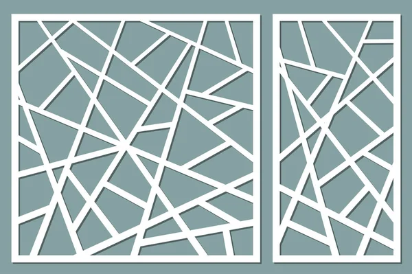 Set de tarjeta decorativa para cortar. Patrón de líneas abstractas. Corte por láser. Relación 1: 1, 1: 2. Ilustración vectorial . — Vector de stock