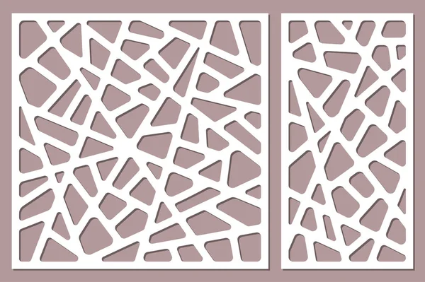 Set de tarjeta decorativa para cortar. Patrón de líneas abstractas. Corte por láser. Relación 1: 1, 1: 2. Ilustración vectorial . — Vector de stock