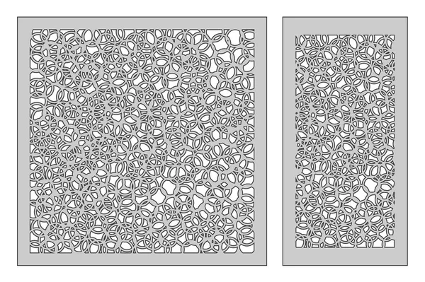 Zestaw szablonów do cięcia. Abstrakcja circle wzór. Laserowo cięte. Stosunek 1:1, 1:2. Ilustracja wektorowa. — Wektor stockowy