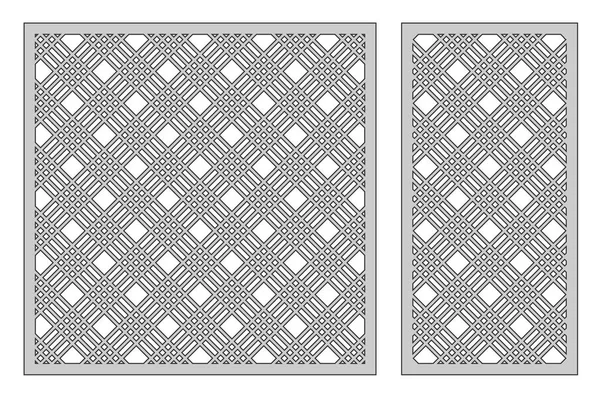 Definir modelo para o corte. Padrão de linhas geométricas diagonais. Corte a laser. Razão 1: 1, 1: 2. Ilustração vetorial . — Vetor de Stock