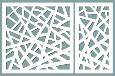 Dekoratif kart kesme için ayarlayın. Özet satırları desen. Lazer kesim. Oranı 1:1, 1:2. Vektör çizim.