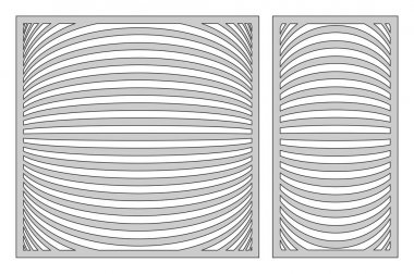 Kesme ayarlama şablonu. 3D modeli satır. Lazer kesim. Oranı 1:1, 1:2. Vektör çizim.