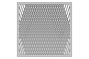 Kesim için şablon. Üçgen çizgi dekor deseni. Lazer kesim. Oranı 1:1. Vektör çizim.