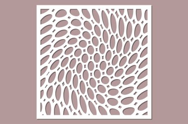 Dekoratif kart kesme. Daire sarmal desen. Lazer kesim. Oranı 1:1. Vektör çizim.