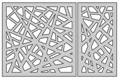 Kesme ayarlama şablonu. Soyut çizgi deseni. Lazer kesim. Oranı 1:1, 1:2. Vektör çizim.