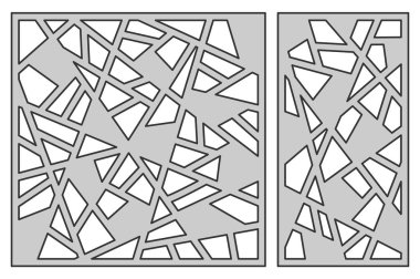 Kesme ayarlama şablonu. Soyut çizgi deseni. Lazer kesim. Oranı 1:1, 1:2. Vektör çizim.
