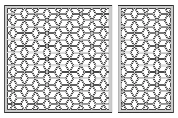 Definir modelo para o corte. Padrão quadrado de malha. Corte a laser. Razão 1: 1, 1: 2. Ilustração vetorial . — Vetor de Stock