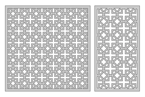 Establecer plantilla para el corte. Patrón de repetición cuadrado. Corte por láser. Relación 1: 1, 1: 2. Ilustración vectorial . — Vector de stock