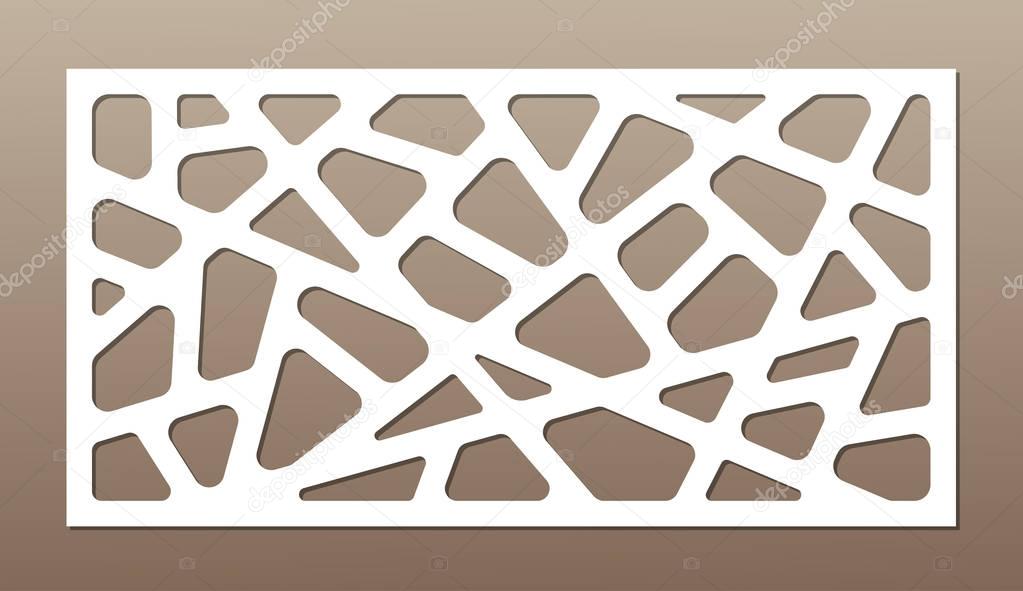 Decorative card for cutting. Abstract lines pattern. Laser cut. Ratio 1:2. Vector illustration.