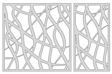 Kesim için şablon. Soyut çizgi deseni. Lazer kesim. Oran 1:2, 1:1 ayarlayın. Vektör çizim.