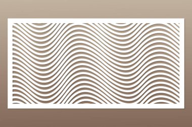 Kesim için şablon. Geometrik çizgi deseni. Lazer kesim. Oran 1:2. Vektör çizim.