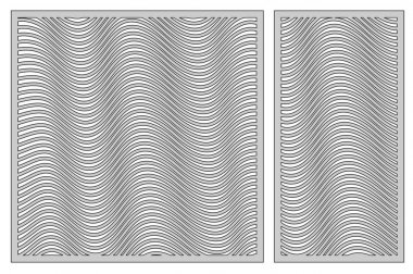 Kesim için şablon. Geometrik çizgi deseni. Lazer kesim. Oran 1:2, 1:1 ayarlayın. Vektör çizim.