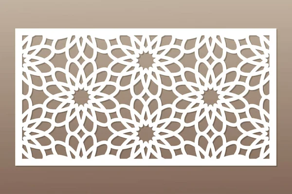Kesim için şablon. Geometrik çiçek deseni. Lazer kesim. Oran 1:2. Vektör çizim.