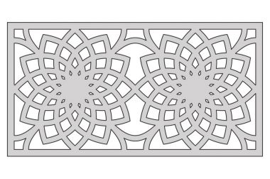 Kesim için şablon. Geometrik çiçek deseni. Lazer kesim. Oran 1:2. Vektör çizim.