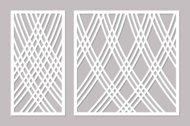 Kesim için şablon. Satırları sanat desen. Lazer kesim. Oran 1:2, 1:1 ayarlayın. Vektör çizim.