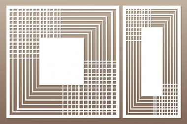 Kesim için şablon. Geometrik, soyut, doğrusal model. Lazer kesim. Oranı 1:1, 1:2 ayarlayın. Vektör çizim.