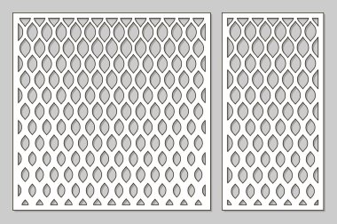 Kesim için şablon. Klasik, geometrik desen. Lazer kesim. Oranı 1:1, 1:2 ayarlayın. Vektör çizim.