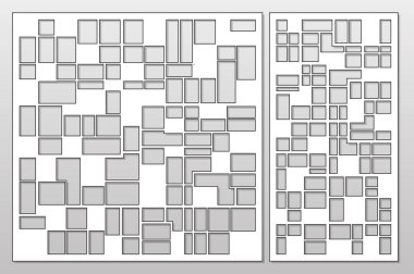 Kesim için şablon. Özet satırları, Meydanı, tuğla desen. Lazer kesim. Oranı 1:1, 1:2 ayarlayın. Vektör çizim.