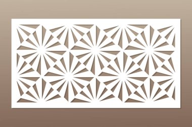 Kesim için şablon. Kare, optik desen. Lazer kesim. Oran 1:2. Vektör çizim.