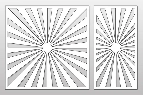 切削のテンプレートです。ライン、幾何学模様。レーザー カット。比 1:1、1:2 を設定します。ベクトル図. — ストックベクタ