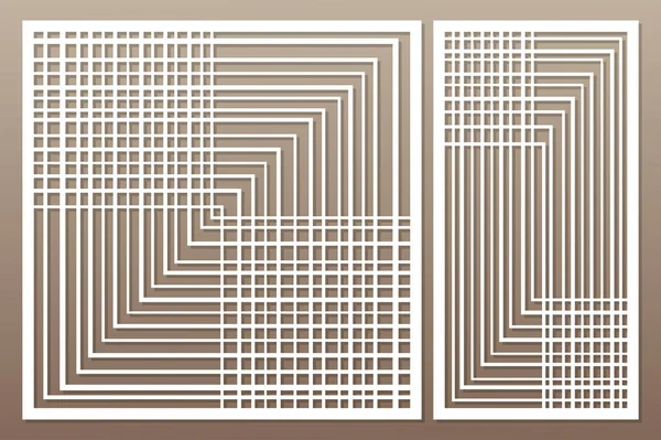 Modelo para corte. Padrão geométrico, abstrato, linear. Corte a laser. Razão 1: 1, 1: 2. Ilustração vetorial . —  Vetores de Stock