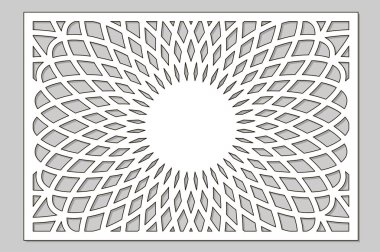 Kesim için şablon. Çiçek, geometrik desen. Lazer kesim. Oranı 2:3 ayarlayın. Vektör çizim.