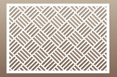 Kesim için şablon. Geometrik çizgi kare desen. Lazer kesim. oranı 2:3. Vektör çizim.
