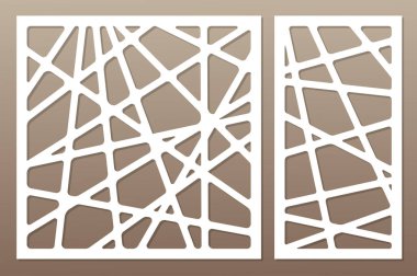 Kesim için şablon. Soyut hat, geometrik desen. Lazer kesim. Oranı 1:1, 1:2 ayarlayın. Vektör çizim.