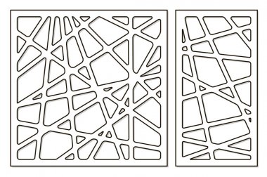 Kesim için şablon. Soyut hat, geometrik desen. Lazer kesim. Oranı 1:1, 1:2 ayarlayın. Vektör çizim.