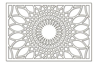 Kesim için şablon. Çiçek, geometrik desen. Lazer kesim. oranı 2:3. Vektör çizim.