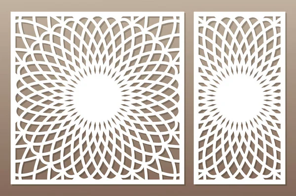 Mall för att skära. Blomma, geometriska mönster. Laser cut. Ställa in baserat på 1:1, 1:2. Vektorillustration. — Stock vektor