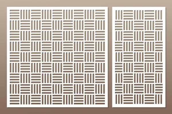 Kesim için şablon. Geometrik çizgi kare desen. Lazer kesim. Oranı 1:1, 1:2 ayarlayın. Vektör çizim.