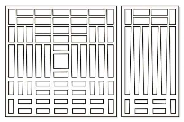 裁剪模板。几何线图案。激光切割。设定比率 1:1, 1:2。矢量插图. — 图库矢量图片