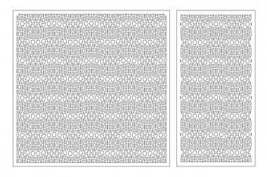 Dekoratif kart kesme için ayarlayın. Kare desen. Lazer kesim. Oranı 1:1, 1:2. Vektör çizim.